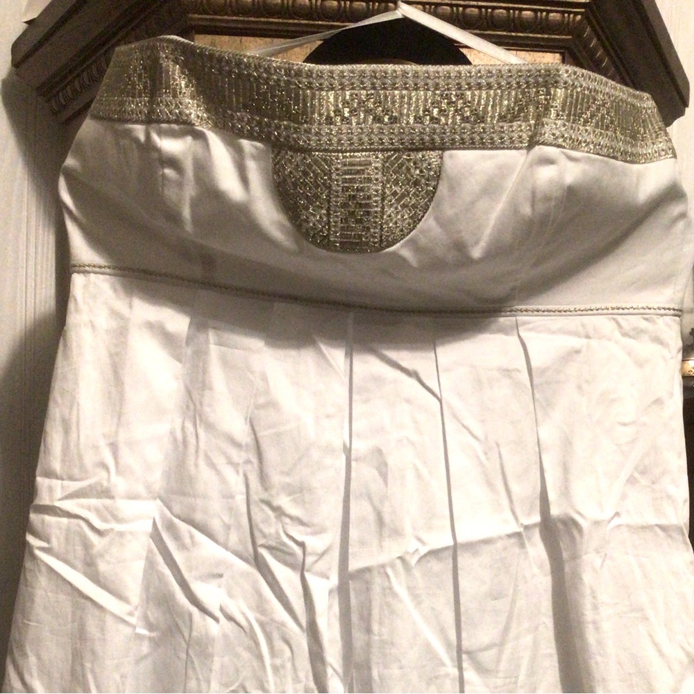 WHBM White Dress with Gold Accents- New with tags!